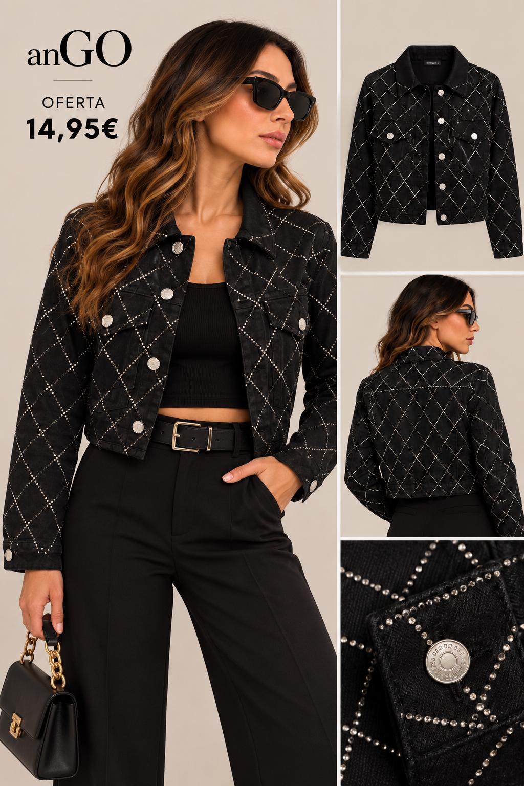 CHAQUETA VAQUERA NEGRA PIEDRAS