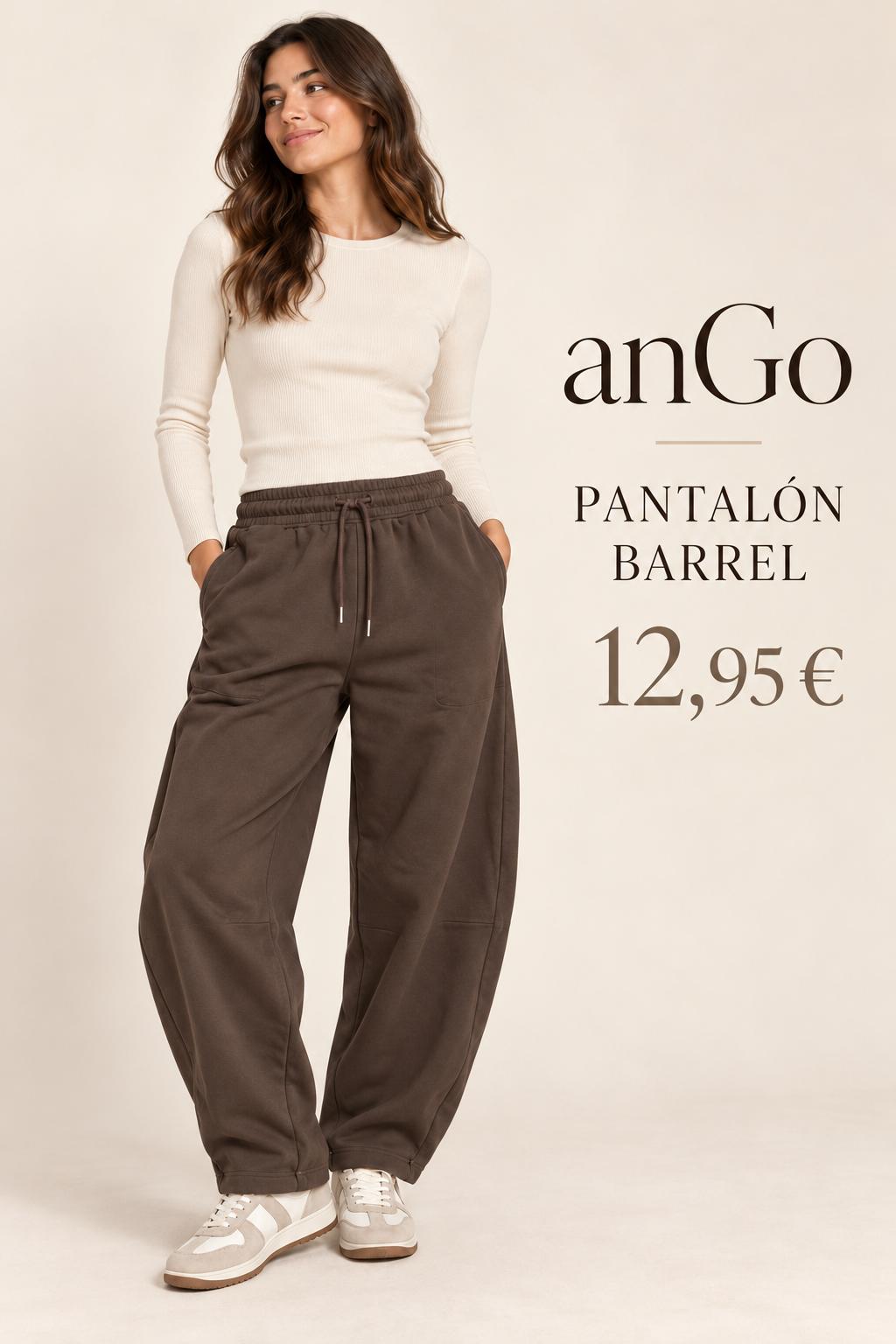 PANTALON BARREL CHANDAL MARRON