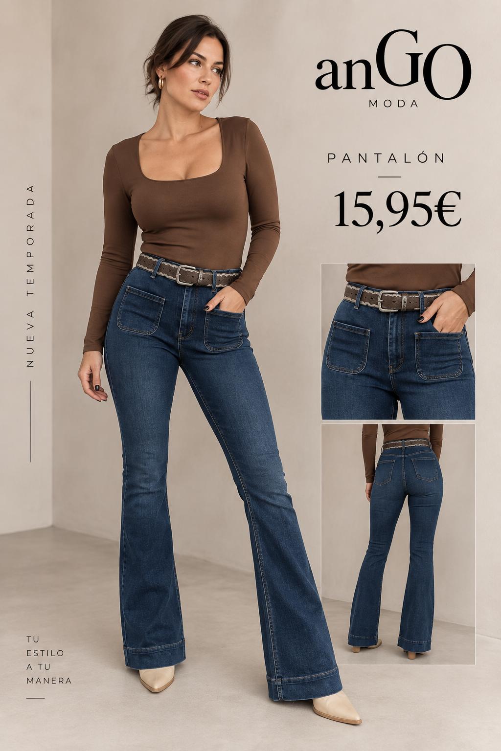 PANTALON VAQUERO CAMPANA OSCURO