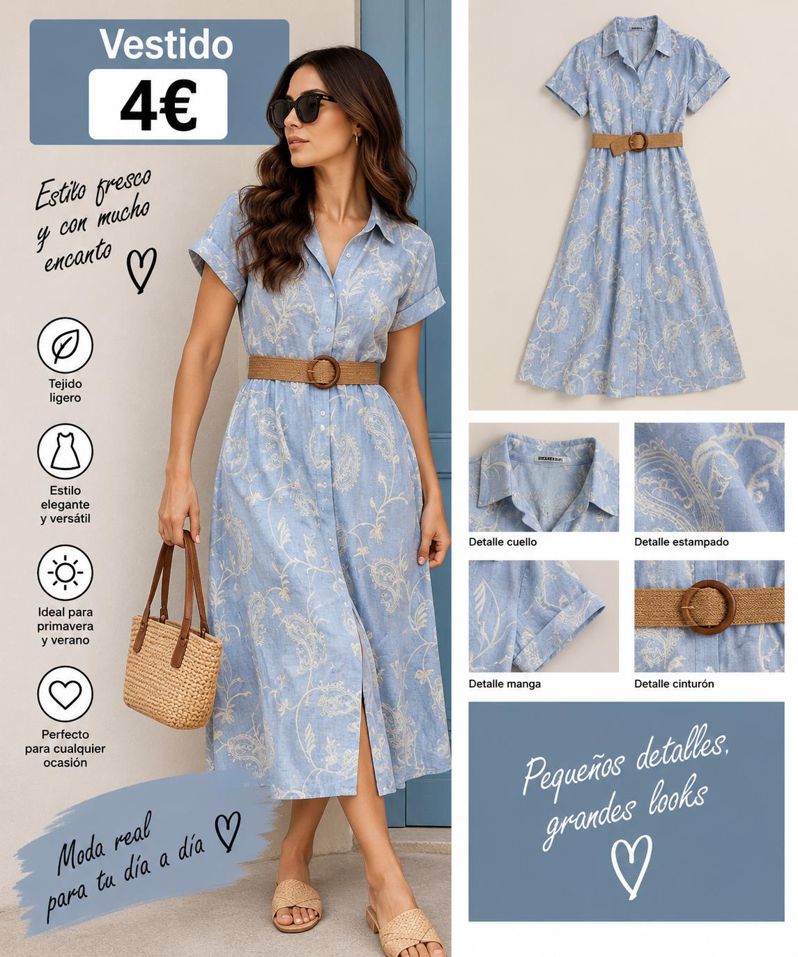 VESTIDO CAMISERO TALLA XL