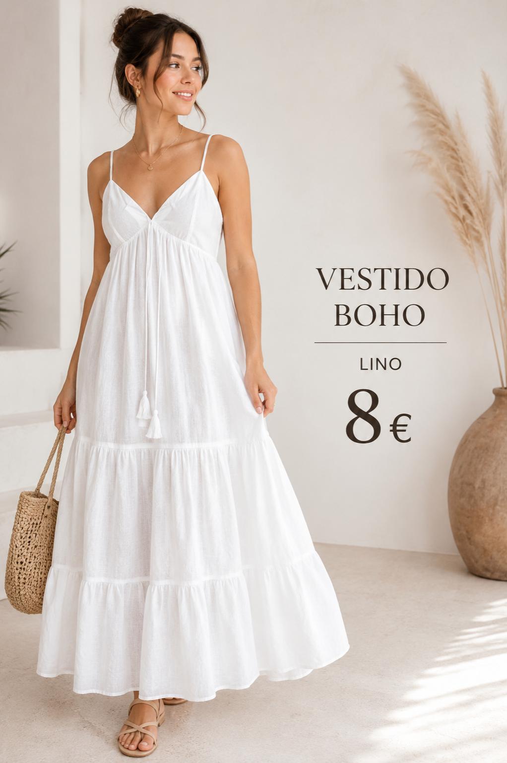 VESTIDO SUELTO LINO blanco