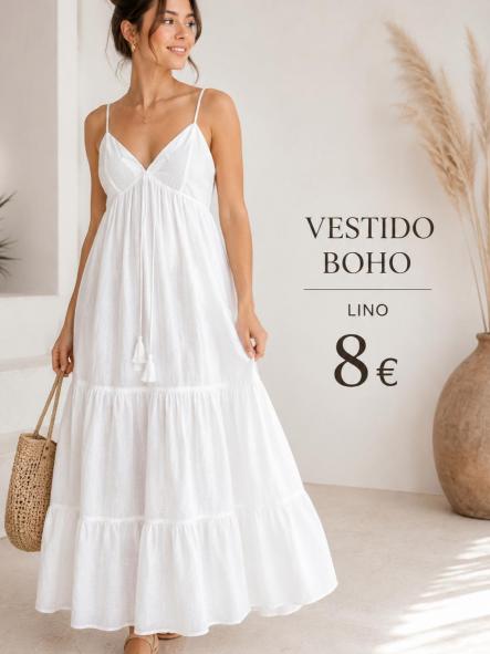 VESTIDO SUELTO LINO blanco