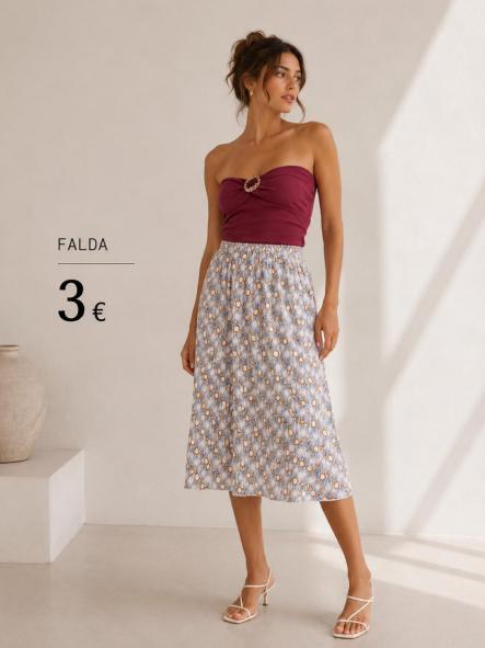 FALDA ESTAMPADOS AZUL CLARO DE LICRA FRIA POR DEBAJO DE LA RODILLA [0]