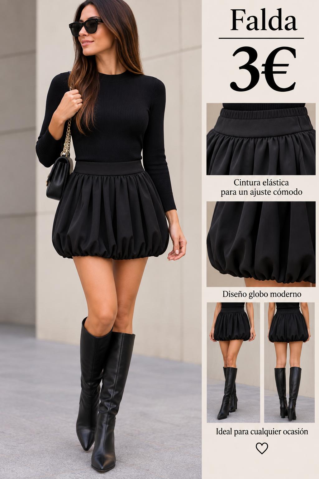 FALDA GLOBO NEGRA
