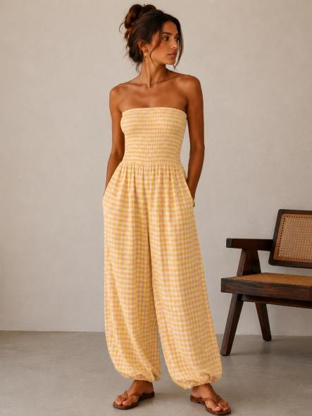 MONO vichy palabra de honor amarillo [0]