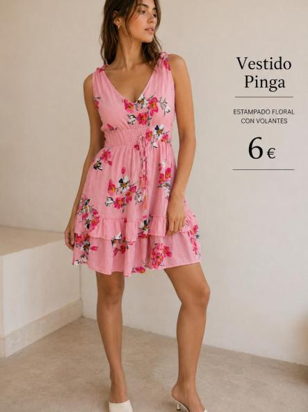 VESTIDO  fFLORES ROSAS