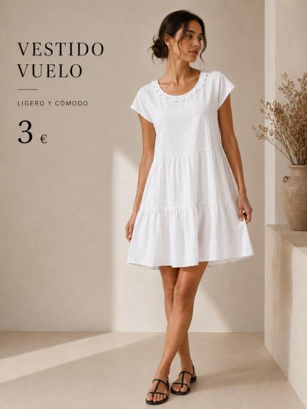 VESTIDO CORTE EVASE BLANCO [0]