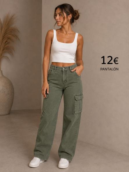 PANTALON VAQUERO VERDE CARGO [0]