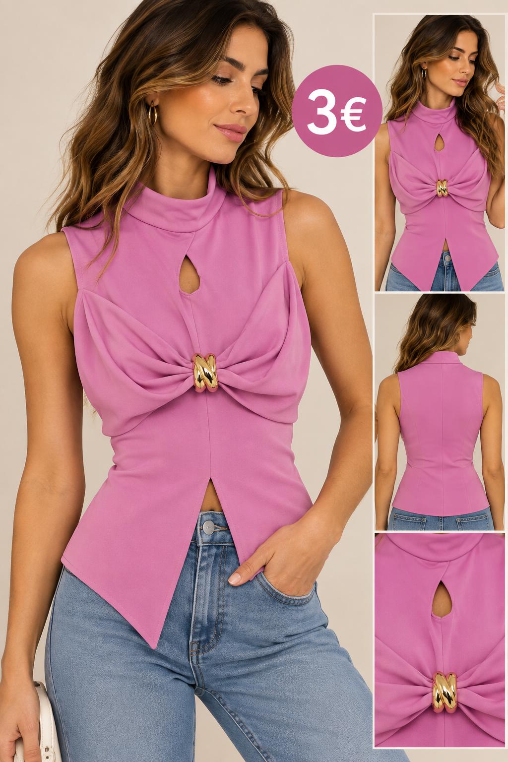 CAMISETA ASIMETRICA ROSA