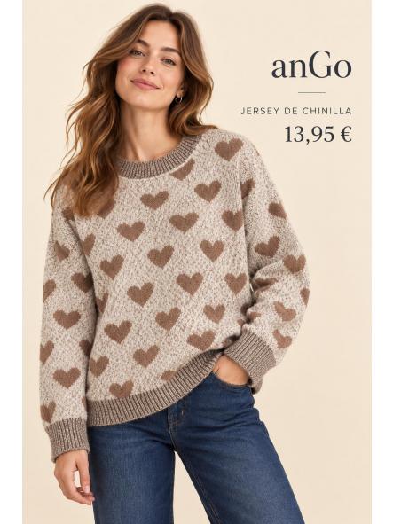 JERSEY CHINILLA CORAZON BEIG [0]