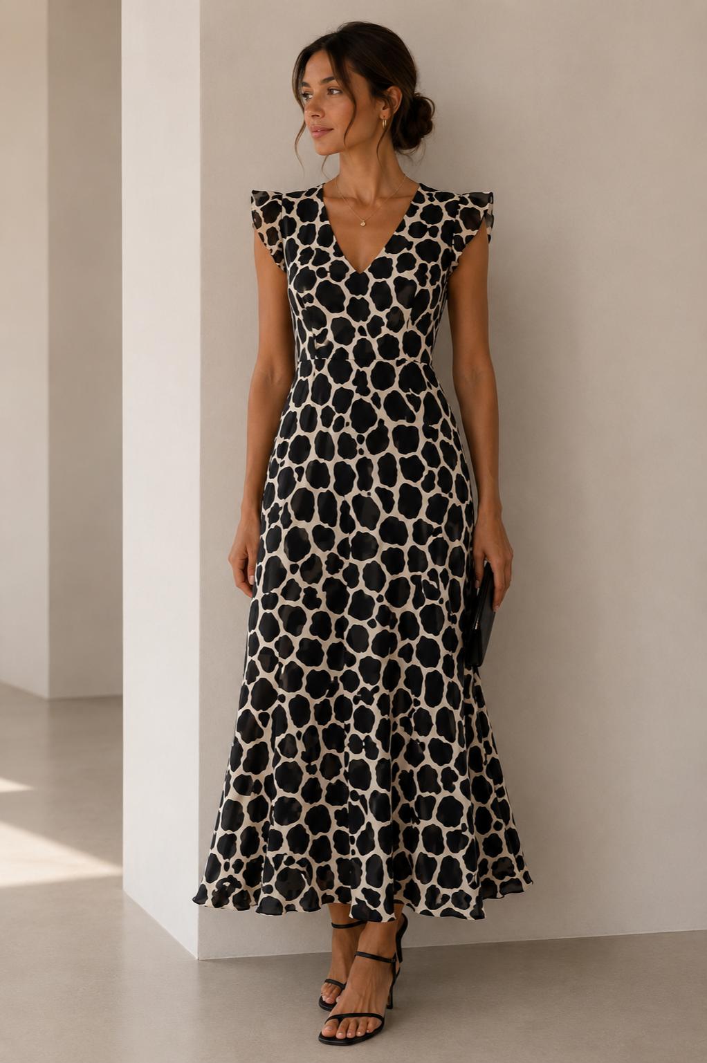 VESTIDO LICRA FRIA ANIMAL PRIN NEGRO