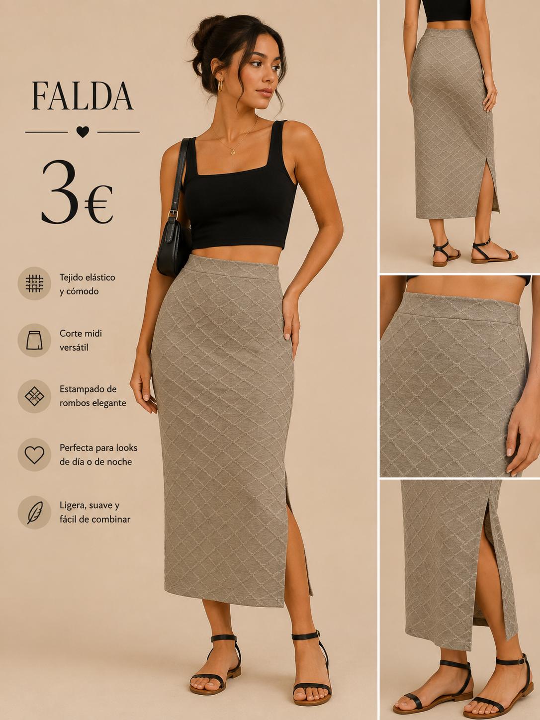 FALDA BEIG PUNTO