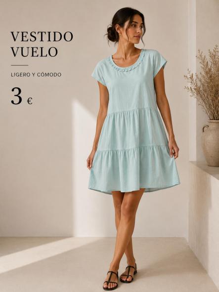 VESTIDO CORTE EVASE TURQUESA [0]