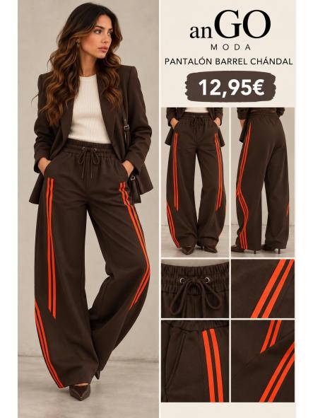 pantalon barrel con rayas marron [1]