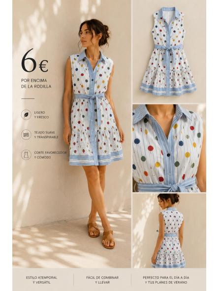 VESTIDO CAMISERO AZUL LUNARES
