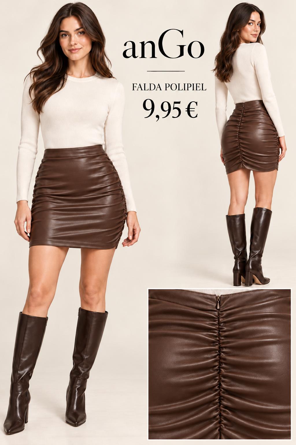 FALDA POLIPIEL MARRON