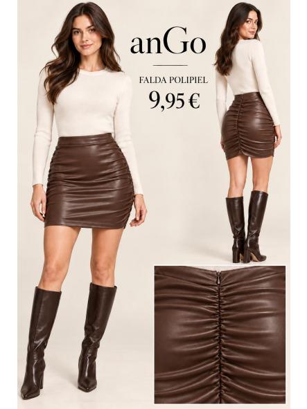 FALDA POLIPIEL MARRON [0]