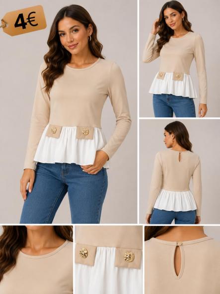 CAMISETA  BEIG BOTONES [0]