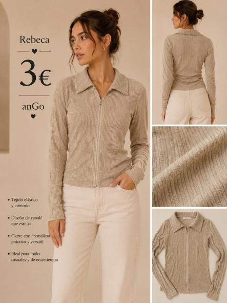 JERSEY CREMALLERA MARRON CLARO