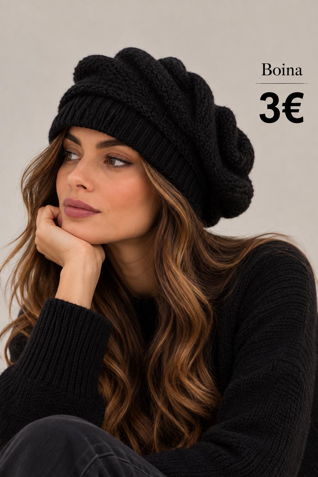 BOINA NEGRA CON POMPON