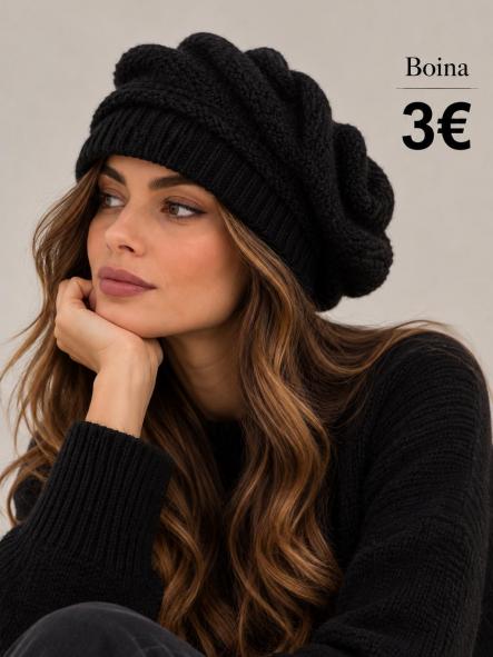 BOINA NEGRA CON POMPON