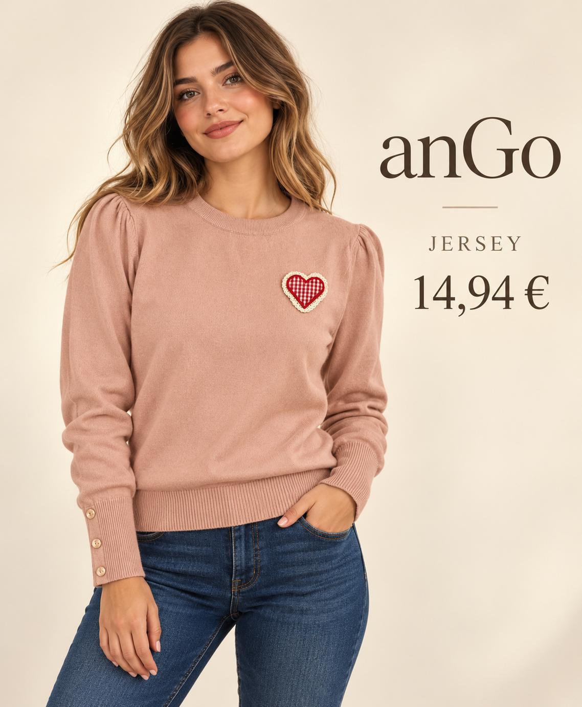 Jersey MANGA LARGA CORAZON ROSA