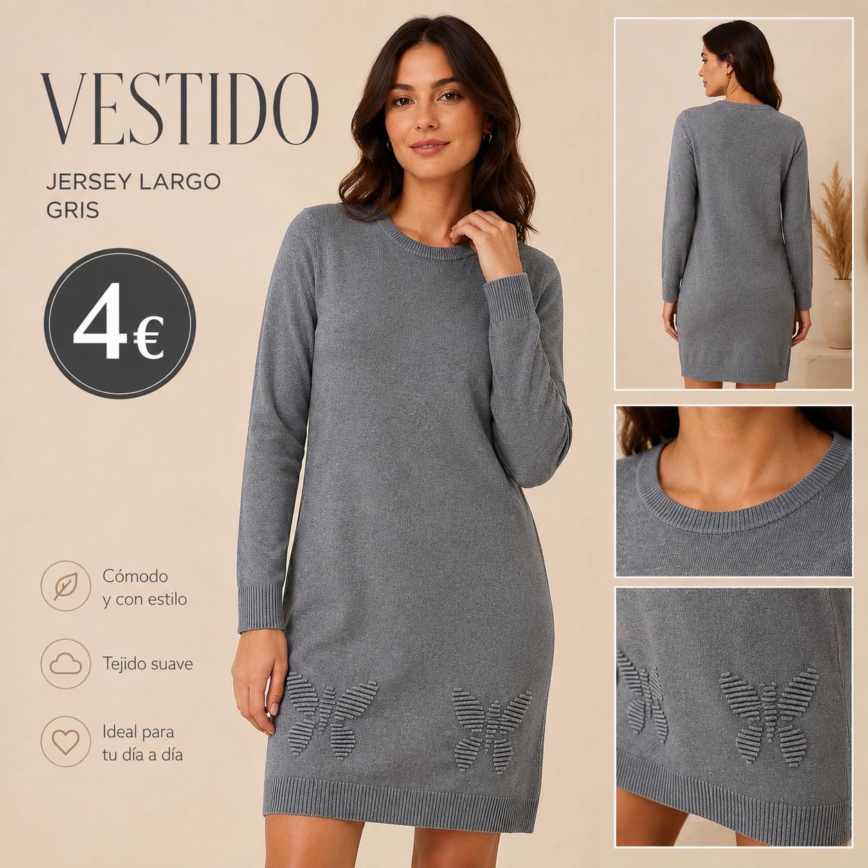 VESTIDO MARIPOSA GRIS