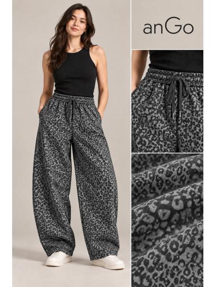 PANTALON BARREL ANIMAL PRINT NEGRO [0]