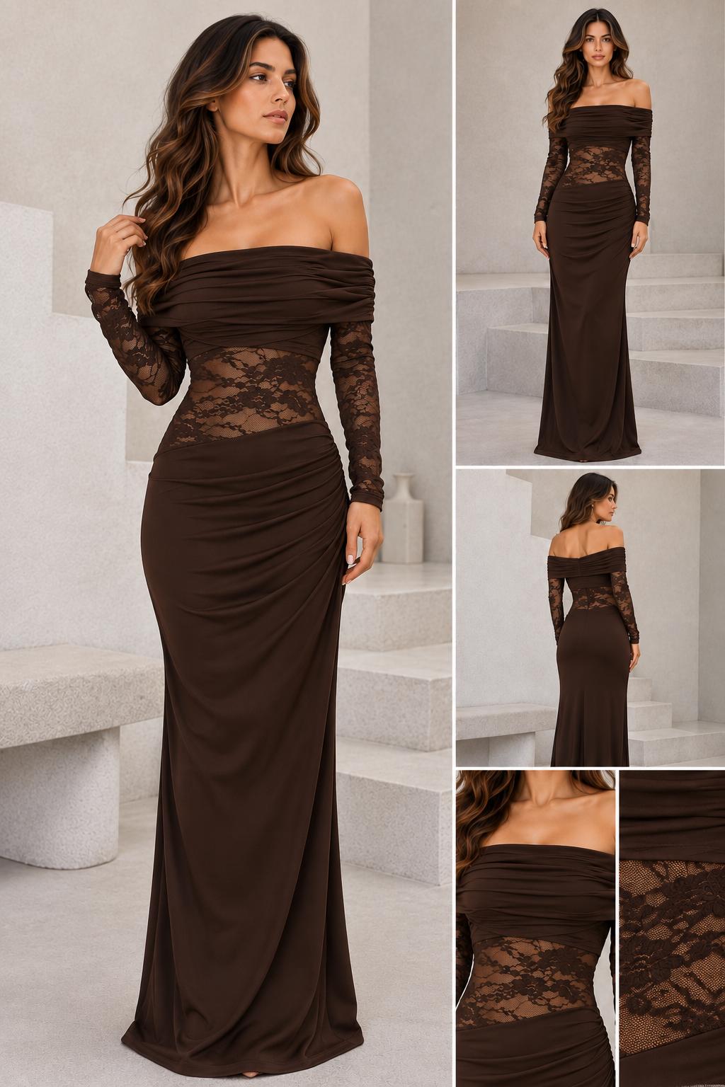 VESTIDO FIESTA MARRON