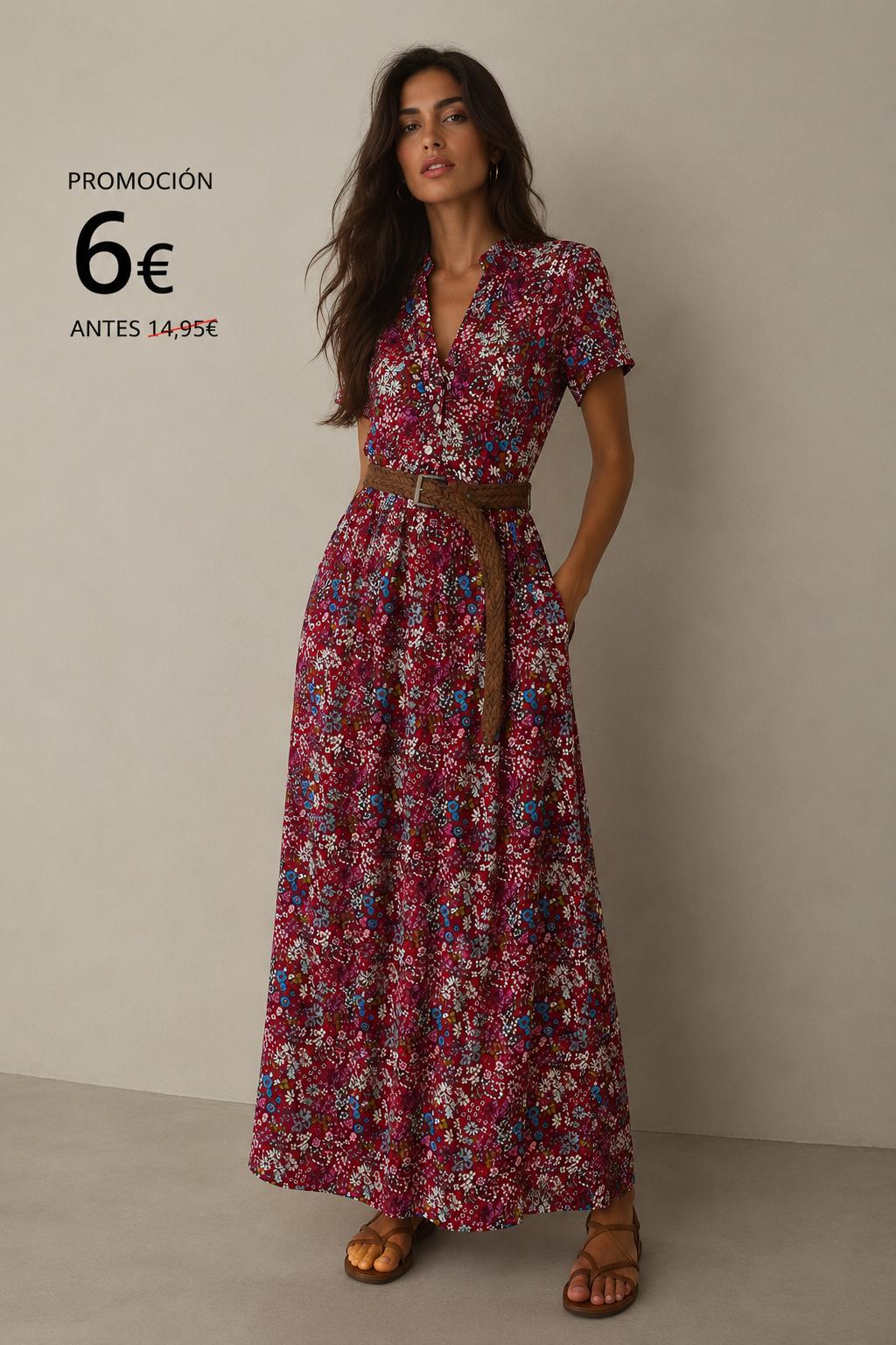 VESTIDO CAMISERO PARTE ARRIBA ROJO