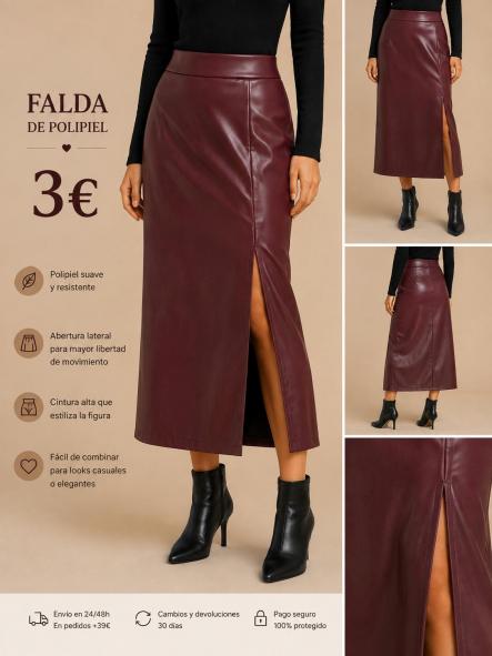 FALDA POLIPIEL GRANATE [0]