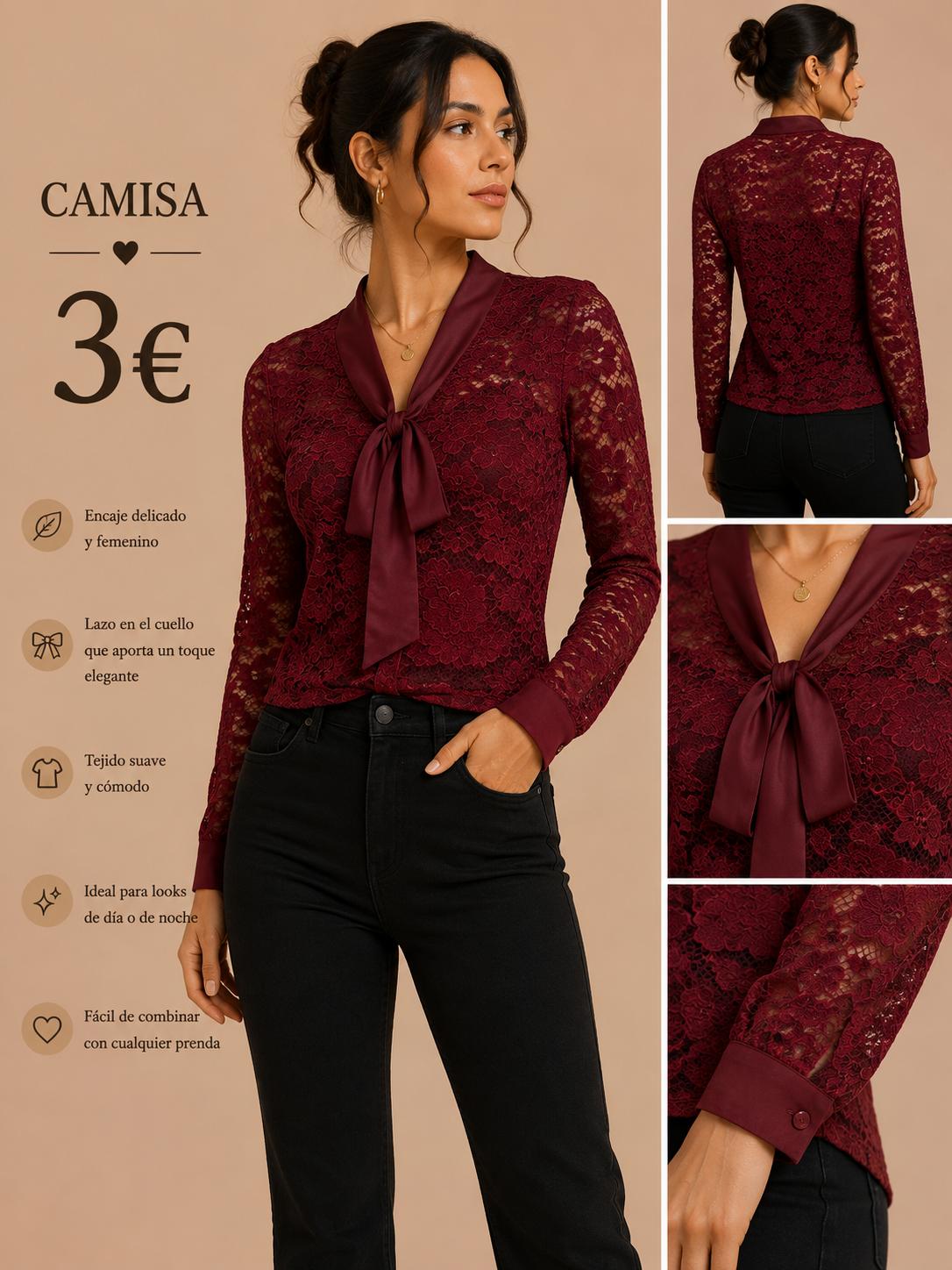 CAMISA ROJA ENCAJE