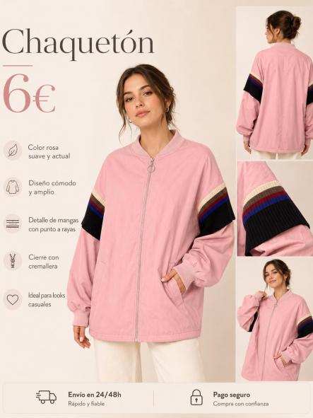 CHAQUETA BOMBER ROSA [0]