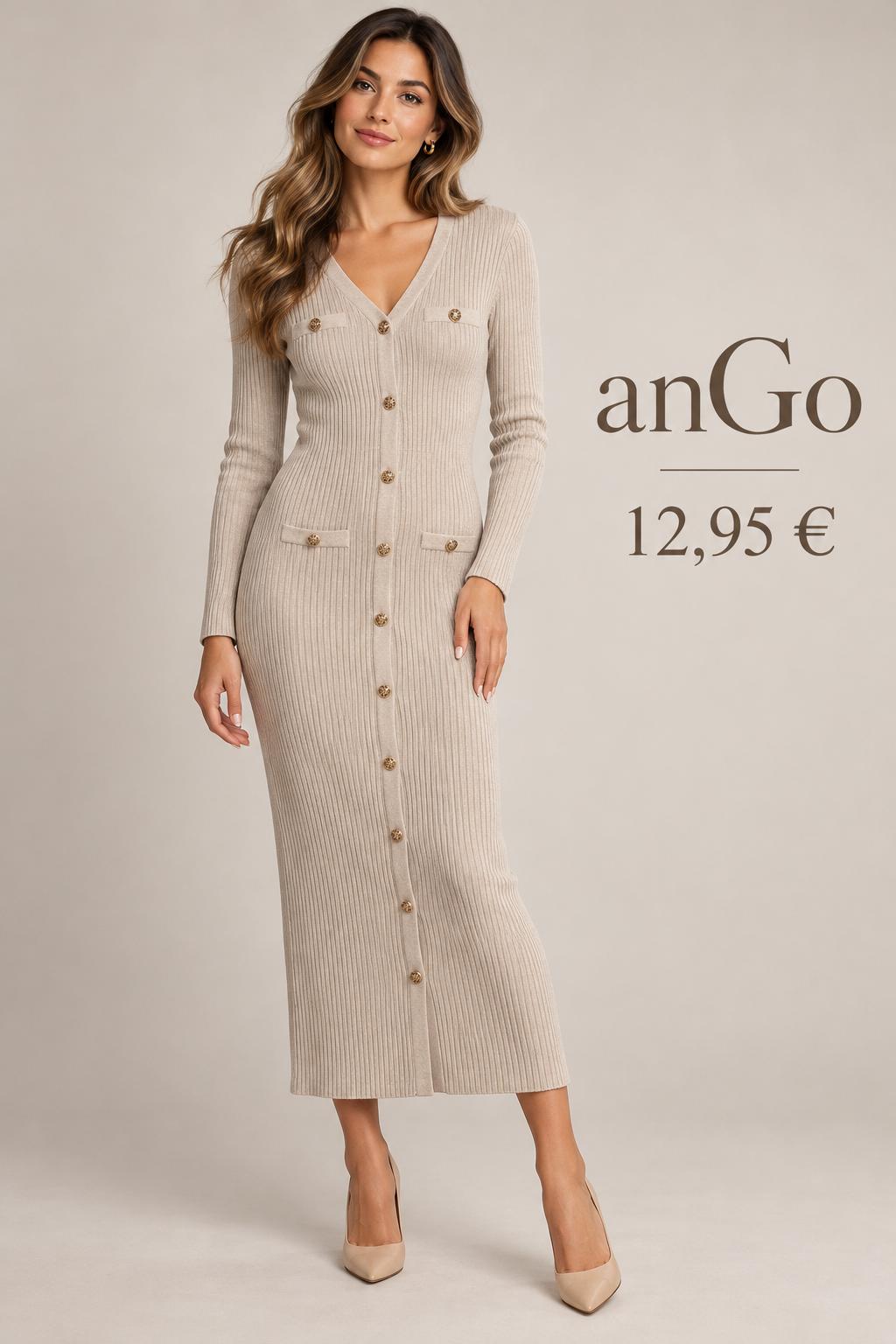 VESTIDO PUNTO beig canale