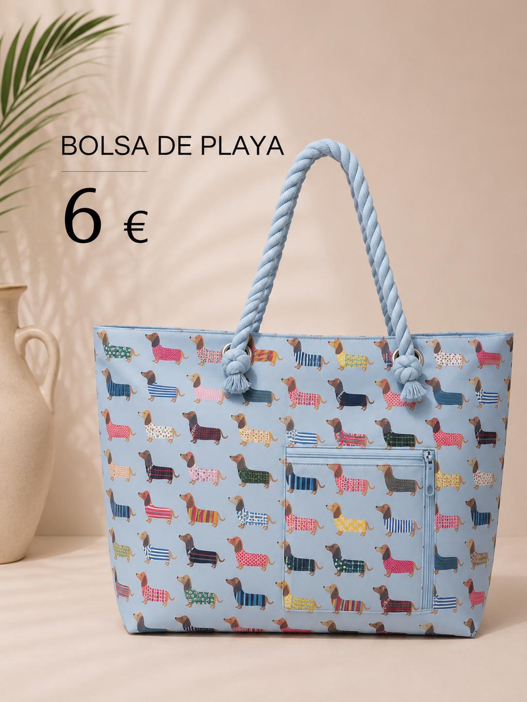 BOLSA PLAYA PERRITOS AZUL