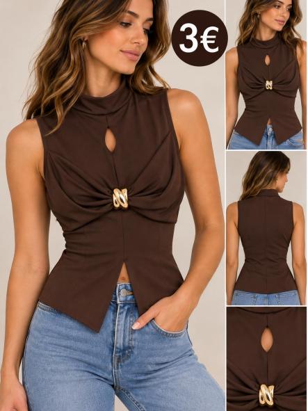 CAMISETA ASIMETRICA MARRON  [0]