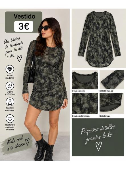 VESTIDO MIMETIZADO VERDE 