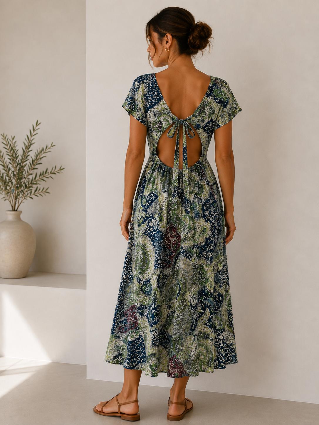 VESTIDO ESPALDA DESCUBIERTA BOSQUE