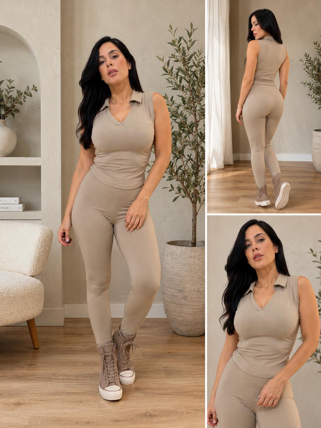 CONJUNTO CAMEL PIEL DE TIBURON