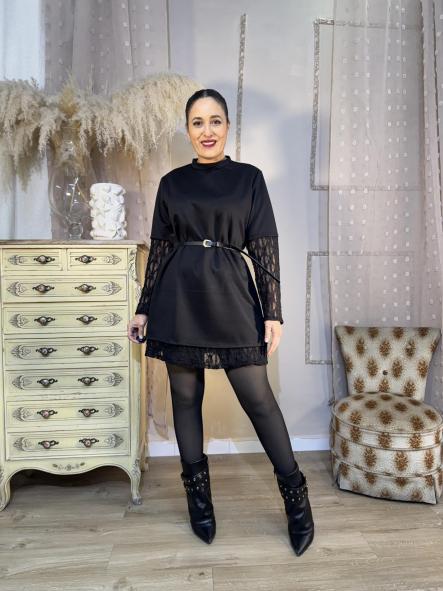 VESTIDO NEGRO MANGAS ENCAJE [3]