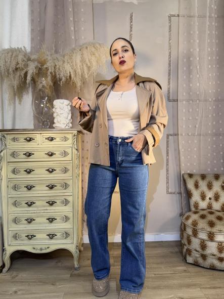 CHAQUETA COLOR BEIG DETALLES POLIPIEL [1]