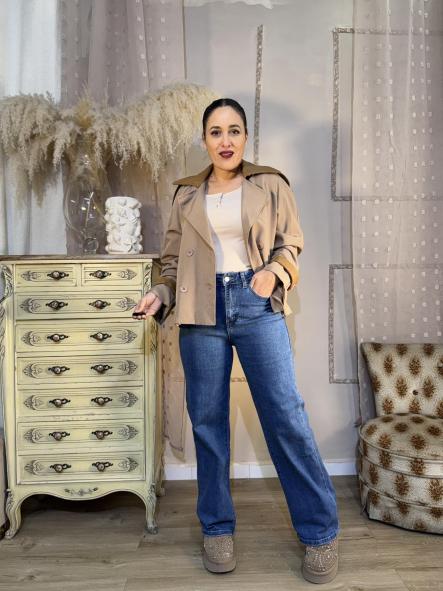 CHAQUETA COLOR BEIG DETALLES POLIPIEL [3]