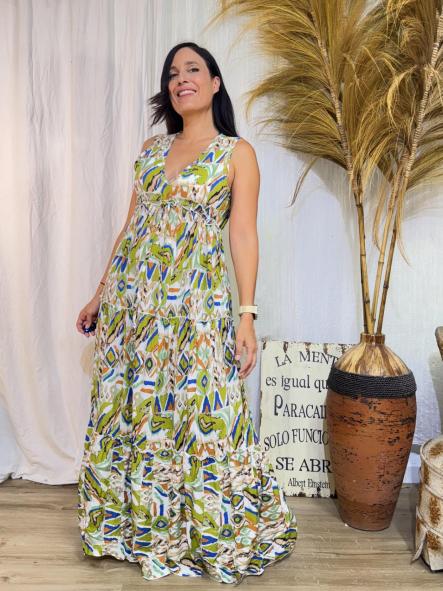 VESTIDO LONG VUELO verde