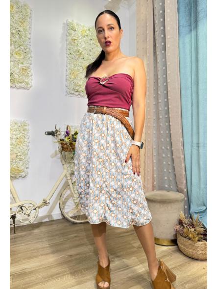 FALDA ESTAMPADOS AZUL CLARO DE LICRA FRIA POR DEBAJO DE LA RODILLA