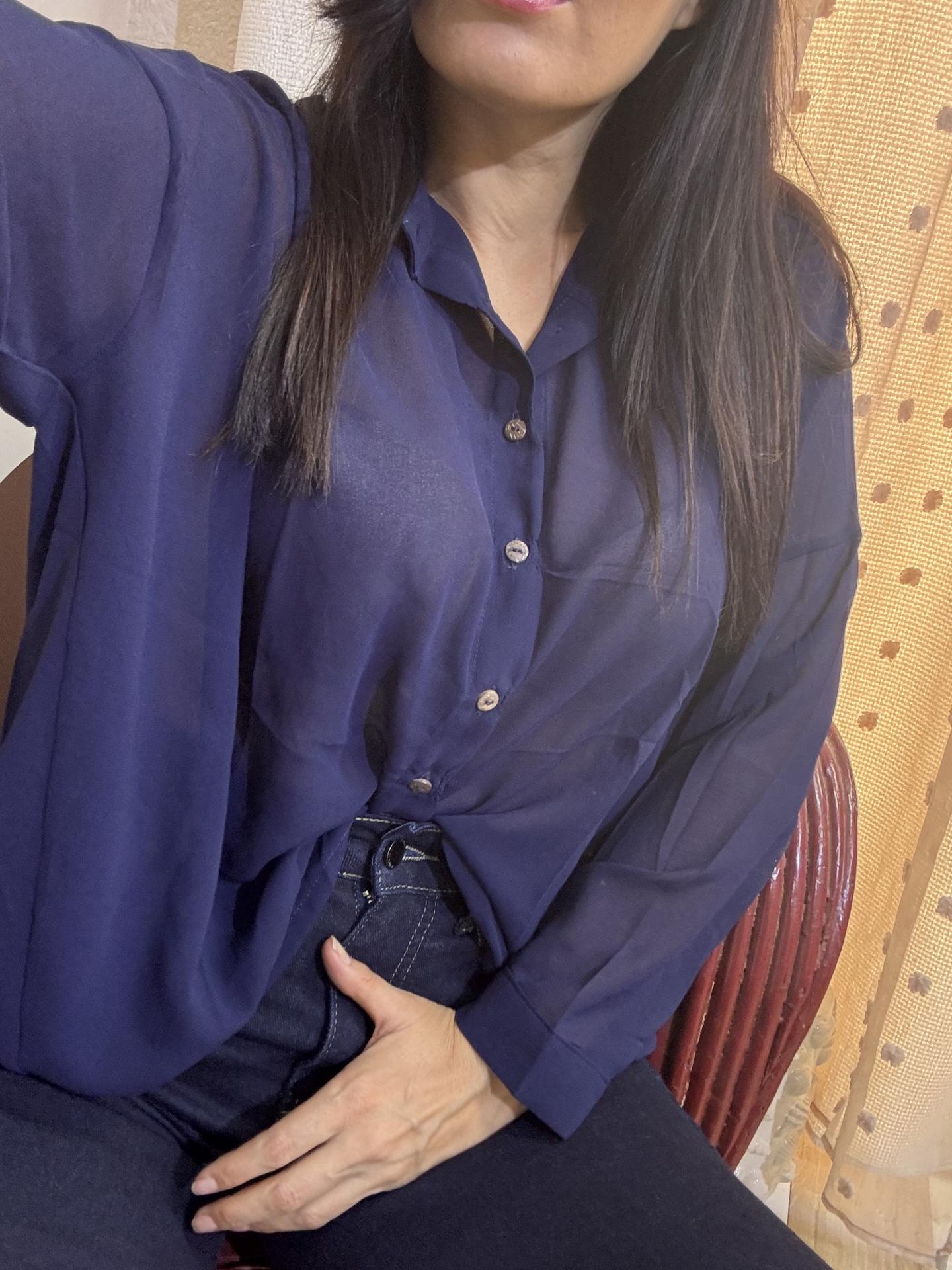 CAMISA AZUL MARINO OBERSAY TRANSPARENTE