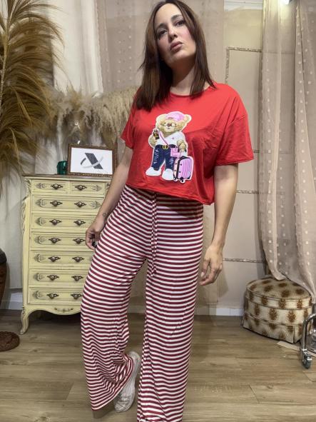PANTALON RAYAS  ROJO [0]