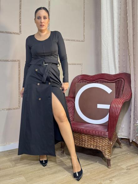 FALDA NEGRA DE GABARDINA LARGA [2]