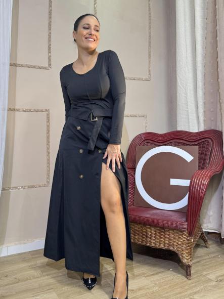 FALDA NEGRA DE GABARDINA LARGA [1]