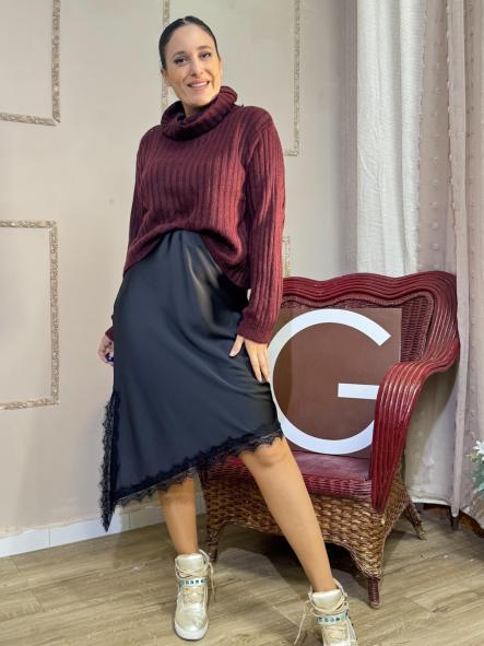 JERSEY GRANATE DE LANA DE CANALE CUELLO VUELTO [0]