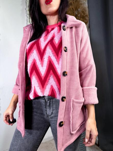 CHAQUETA BOTON ROSA